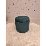 Puff Table Hazine, Makyaj Masası Pufu ,sandıklu Çocuk Pufu , Yuvarlak Oyuncak Sepeti, Orjinal Teddy Kumaş 37 cm - Yeşil