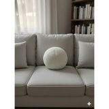 Puff Table Peluş Top Yastık Kırlent Içi Dolgulu Beyaz Teddy Kumaş - 45 x 45 cm