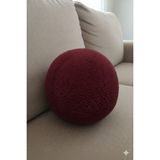 Puff Table Peluş Top Yastık Kırlent Içi Dolgulu Bordo Teddy Kumaş - 45 x 45 cm