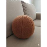 Puff Table Peluş Top Yastık Kırlent Içi Dolgulu Koyu Kahve (Tarçın) Teddy Kumaş - 45 x 45 cm - Kahverengi
