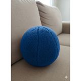 Puff Table Peluş Top Yastık Kırlent Içi Dolgulu Lacivert Fitilli Kumaş - 35 x 35 cm
