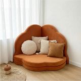 Puff Table Puftable Montessori Bulut Oyun Minderi,kiremit Renk,oyun Halısı ve Matı 5 cm Sünger 4 Parça - 65 x 65 cm