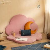 Puff Table Puftable Montessori Bulut Oyun Minderi,pembe Renk,oyun Halısı ve Matı 5 cm Sünger 2 Parça - 105 x 65 cm - Açık Pembe