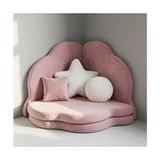 Puff Table Puftable Montessori Bulut Oyun Minderi,pembe Renk,oyun Halısı ve Matı 5 cm Sünger 4 Parça - 130 x 130 - Renkli