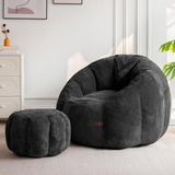 Puffiber Ergonomik Yer Tipi TV Gaming Yer Koltuğu – Yetişkin Armut Puf Berjer 105x80 cm | Modern Salon & Balkon Koltuğu - Antrasit