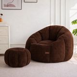 Puffiber Ergonomik Yer Tipi TV & Gaming Yer Koltuğu – Yetişkin Armut Puf Berjer 105x80 cm | Modern Salon & Balkon Koltuğu - Kahverengi