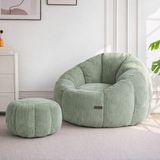 Puffiber Ergonomik Yer Tipi TV & Gaming Yer Koltuğu – Yetişkin Armut Puf Berjer 105x80 cm | Modern Salon & Balkon Koltuğu - Yeşil