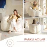 puffiber Puf Koltuk Çiçek Tasarımlı Peluş Armut Koltuk Rahat TV ve Okuma Koltuğu 105x80 cm