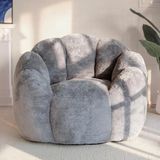 Puffiber Puf Koltuk Çiçek Tasarımlı Peluş Armut Koltuk Rahat Tv ve Okuma Koltuğu 95X80 cm - Gri