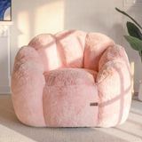 Puffiber Puf Koltuk Çiçek Tasarımlı Peluş Armut Koltuk Rahat Tv ve Okuma Koltuğu 95X80 cm - Pembe