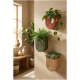 Puffin Design Wave 3'lü Duvar Saksı Seti (Bej, Terracotta, Zeytin Yeşil)