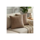 pufftable 2'li fitilli peluş kırlent kılıfı 45*45 vizon renk yumuşak kadife yastık çift taraflı
