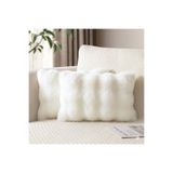 pufftable 2'li peluş bubble kırlent kılıfı 35*50 ekru renk yumuşak kadife yastık çift taraflı