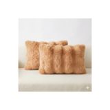 pufftable 2'li peluş bubble kırlent kılıfı 35*50 kahve renk yumuşak kadife yastık çift taraflı