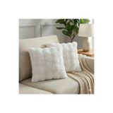pufftable 2'li peluş bubble kırlent kılıfı 45*45 ekru renk yumuşak kadife yastık çift taraflı