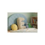 pufftable Peluş E harfi yastık, dekoratif kırlent, krem rengi teddy kumaş, büyük boy 50 cm
