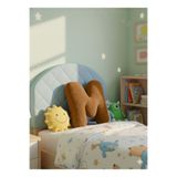 pufftable Peluş M Harf yastık , dekoratif kırlent ,camel kahverengi , büyük boy 50 cm
