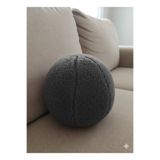 pufftable peluş top yastık kırlent içi dolgulu antrasit fitilli kumaş