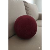 pufftable peluş top yastık kırlent içi dolgulu bordo teddy kumaş