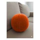 pufftable peluş top yastık kırlent içi dolgulu koyu kahve (tarçın) fitilli kumaş
