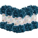 Puffy 5'li Paket (5X100GR) El Örgü Ipi ( 646 Petrol Mavi) - Petrol Mavisi