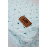 Puffy Battaniye Panduf 2’li SET 100x100cm Su Yeşil Unisex Yenidoğan Bebek Yumuşak Örgü Alize OEKO TEX Sertifika - Su Yeşili - 100 x 100 cm