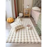 Puffy Bubble Tavşan Tüyü Kaymaz Makinede Yıkanabilir Salon Koridor Mutfak Halı Bej
