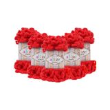 Puffy El Örgü Ipliği 5'li Paket - 100 Gr. 9 Mt. Parmak Örgü Ipi (Kırmızı 56)