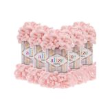Puffy El Örgü Ipliği 5'li Paket - 100 Gr. 9 Mt. Parmak Örgü Ipi (Pudra Pembe 340)