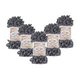 Puffy El Örgü Ipliği 5'Li Paket - 87 Koyu Gri - 100 Gr. 9 Mt. Parmak Örgü Ipi- Battaniye Ve Bebek Örgülerine Uygun