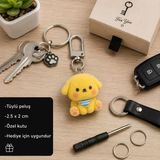 Puffy Pati Sarı Peluş Köpek Charm Anahtarlık Sevimli Çanta Aksesuarı Hediye