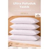Puffy Yastık 4 Lü Set Yumuşak, Dolgun, Silikon Elyaf Dolgulu 50 X 70 Cm. Beyaz