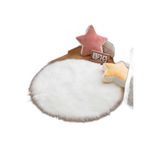 Puffy Yumuşacık Kuzu Post Yuvarlak Kaymaz Taban Kürk Halı Makinede Yıkanabilir, Beyaz, 100 x 100