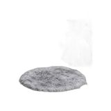 Puffy Yumuşacık Kuzu Post Yuvarlak Kaymaz Taban Kürk Halı Makinede Yıkanabilir, Gri, 150 x 150