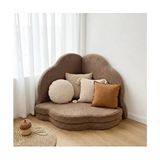 Puftable Montessori Bulut Oyun Minderi,teddy Kumaş Camel,oyun Halısı ve Matı 5 cm Sünger 4 Parça - 130 x 130 - Kahverengi