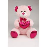Pufu Toys 45 CM PELUŞ AYICIK PARLAK KALPLİ AYICIK ÇOCUK YASTIĞI