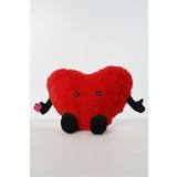 Pufu Toys Peluş Yastık Sevgiliye Hediye Nakışlı Kalpli 40 CM Yastık Kırmızı