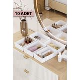 Pufwin Home 10 Adet Çekmece İçi Kozmetik Makyaj Mücevher ve Çok Amaçlı Düzenleyici Organizer Seti