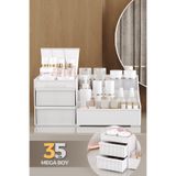 Pufwin Home Elegance Xl (35CM) Makyaj Kozmetik Parfüm Krem Serum Düzenleyici Desenli Çekmeceli Organizer Beyaz