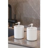 Pufwin Home İkili XL Büyük Boy 700ml Tezgah Üstü Sıvı Sabunluk Seti Deterjanlık Şampuanlık Beyaz