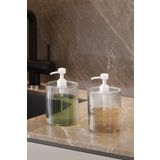 Pufwin Home İkili XL Büyük Boy 700ml Tezgah Üstü Sıvı Sabunluk Seti Deterjanlık Şampuanlık Şeffaf