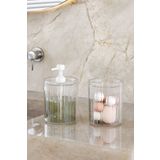 Pufwin Home İkili XL Büyük Boy 700ml Tezgah Üstü Sıvı Sabunluk ve Pamukluk Seti Şeffaf