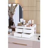 Pufwin Home Paris Xl 4 Çekmeceli Makyaj Kozmetik Banyo Yüz Serumu Masa Düzenleyici Saklama Kutusu Organizer