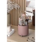 Pufwin Home Zebra Makyaj Fırçası ve Kozmetik Düzenleyici Şeffaf Kapaklı Hijyenik Organizer - Rose Gold