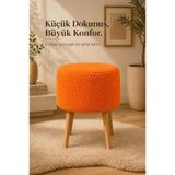 PufyHome Dublin Etna Nil Peluş Çok Amaçlı Dekoratif Puf koltuk 35 ÇAP TURUNCU