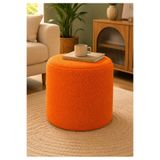 PufyHome Dublin Etna Nil Peluş Çok Amaçlı Dekoratif Puf koltuk SİLİNDİR TURUNCU PUF