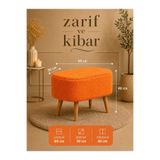 PufyHome Dublin Etna Nil Peluş Krem Çok Amaçlı Dekoratif Puf koltuk 30X60 OVAL PUF