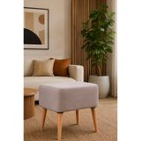 PufyHome NİSA KREM DOĞAL GÜRGEN AYAKLI ÇOK AMAÇLI DİKDÖRTGEN PUF KOLTUK