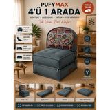 Pufymax Comfy Plus Oval Yeni Nesil Bohem Tekli Koltuk,yataklı Katlanır Berjer,yer Yatağı, Modüler Yapı 75X75|90 cm - Açık Yeşil