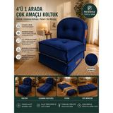Pufymax Comfy Plus Oval Yeni Nesil Bohem Tekli Koltuk,yataklı Katlanır Berjer,yer Yatağı, Modüler Yapı 75X75|90 cm - Lacivert